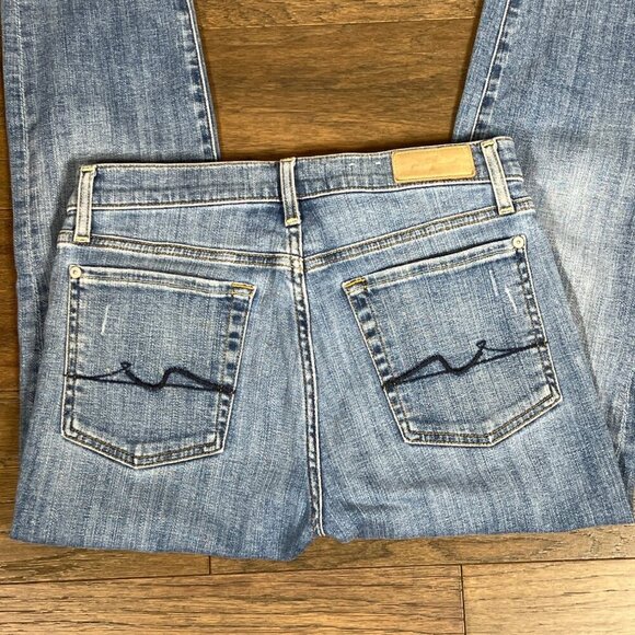 7 FOR ALL MANKIND Luxe Vintage Josefina Button Fly Jeans Blue Sz 26 EUC - Picture 4 of 9